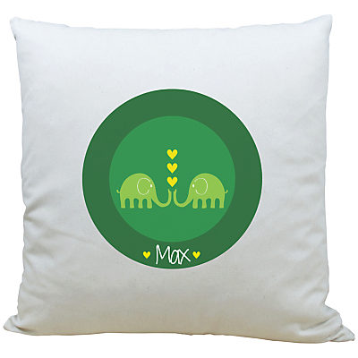 A Piece Of Personalised Elephant Cushion, Dark Green